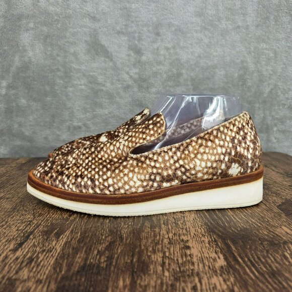 Free People Snake Eye Velvet Loafers 40 9.5 Brown Cream Slip On Comfort Casual - Picture 8 of 13